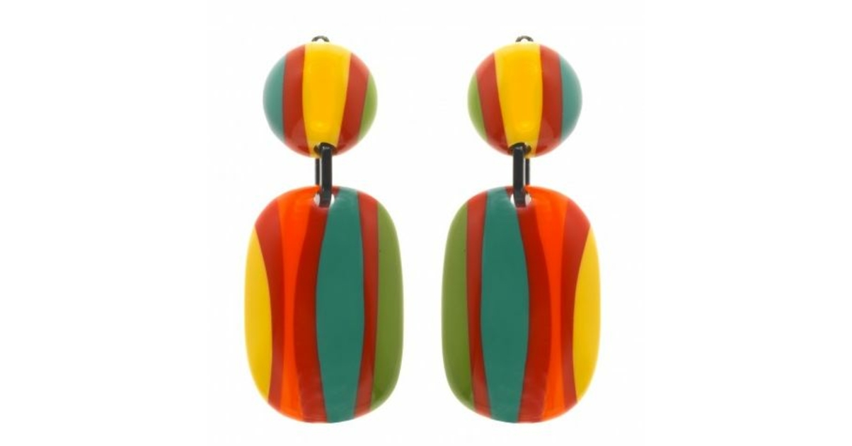 Boucles d'oreilles clips Patchwork jaune Marion Godart - Boucles